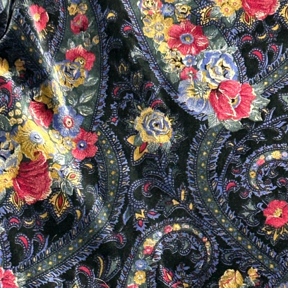 Women's Vintage Orvis Paisley Floral Velvet Velour Silk in Open Blazer Jacket 18 - Picture 3 of 6